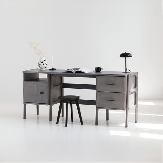 Desk 49 W180 with drawers and cabinet open
